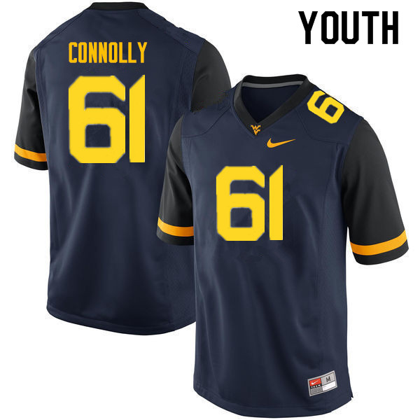 NCAA Youth Tyler Connolly West Virginia Mountaineers Navy #61 Nike Stitched Football College Authentic Jersey RS23O01UZ